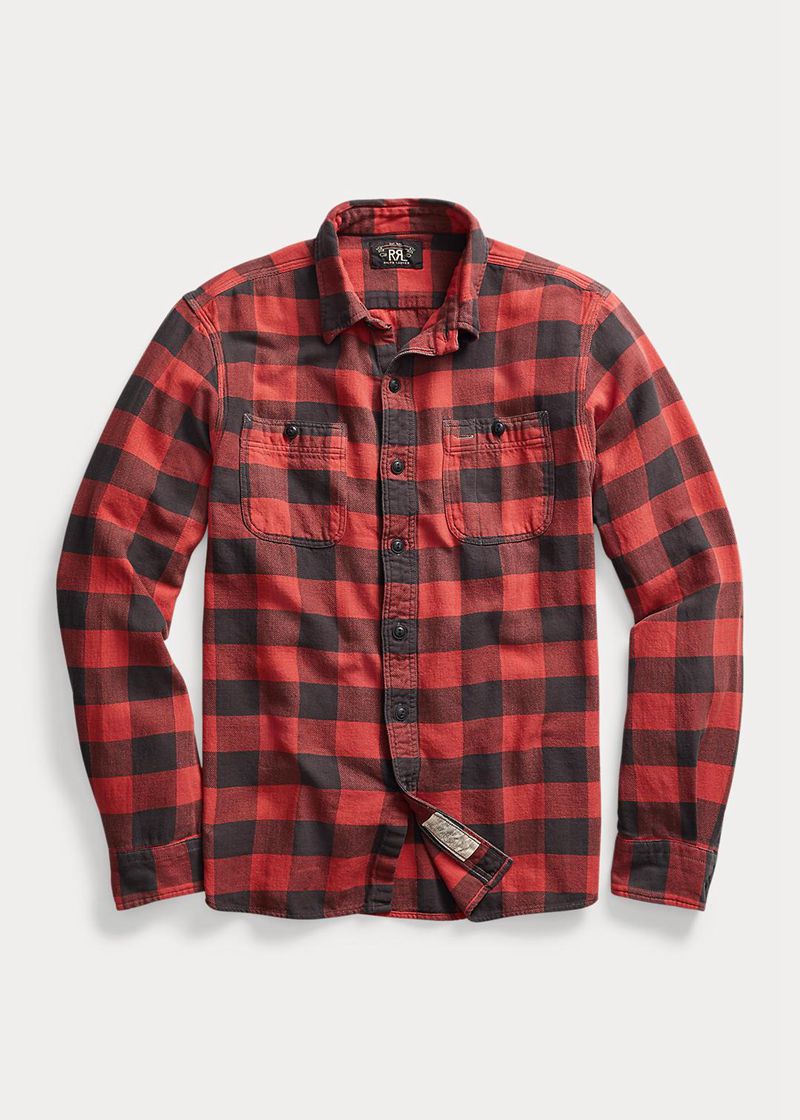 Camisas RRL Hombre Plaid Twill Work Chile Rojas EHCIO-1684